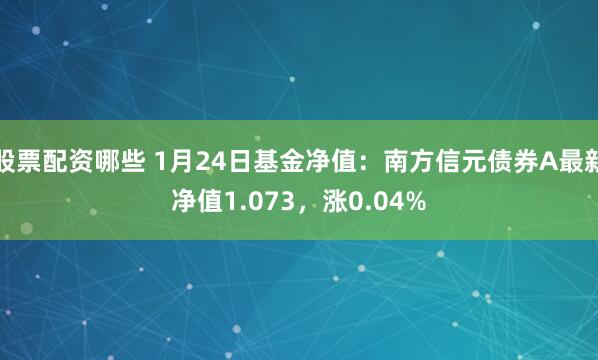 股票配资哪些 1月24日基金净值：南方信元债券A最新净值1.073，涨0.04%