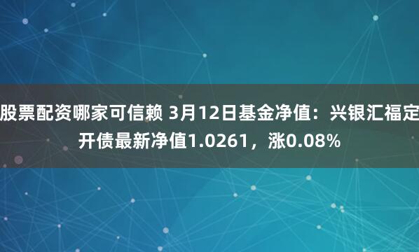 股票配资哪家可信赖 3月12日基金净值：兴银汇福定开债最新净值1.0261，涨0.08%